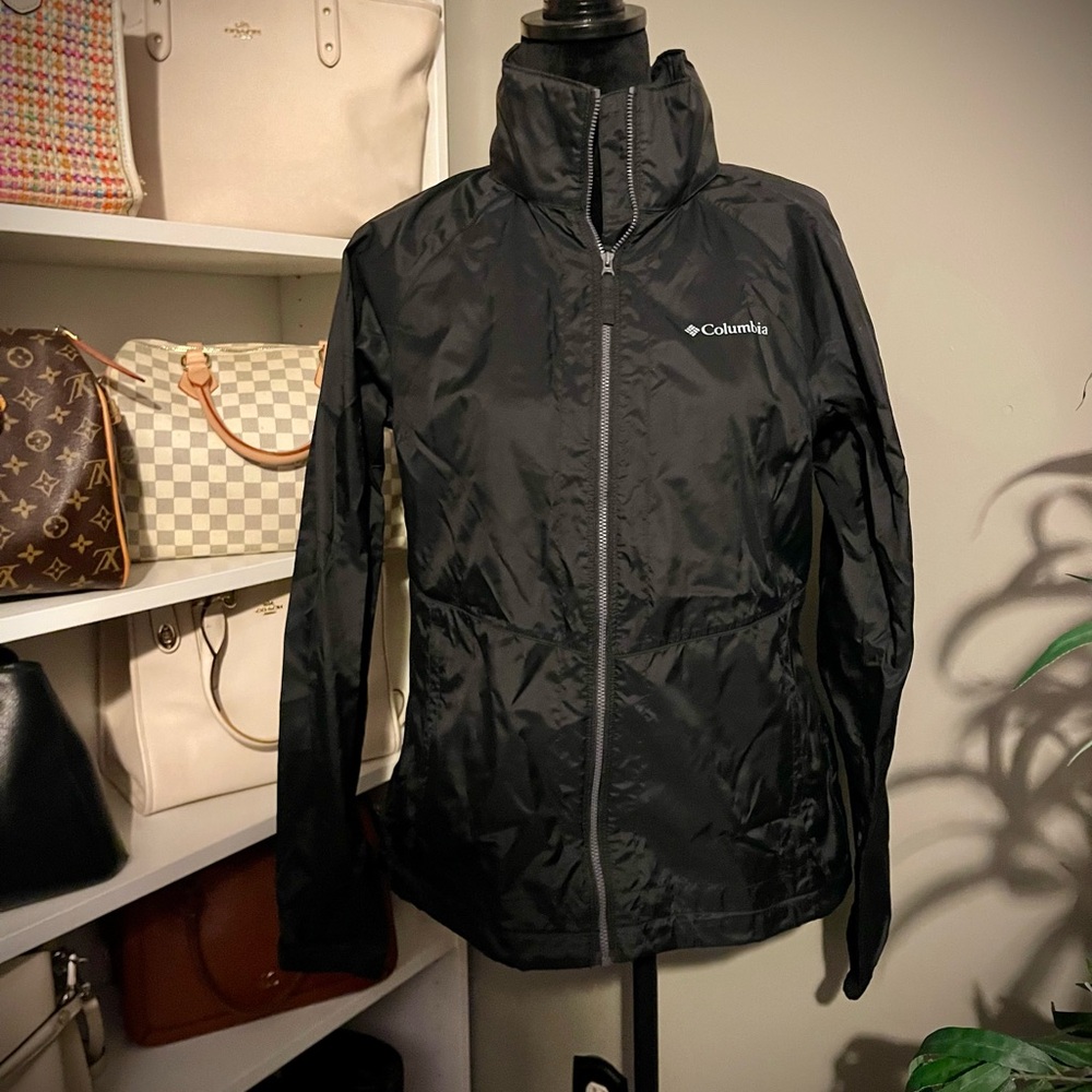 Columbia Black Rain Jacket Water-Resistant